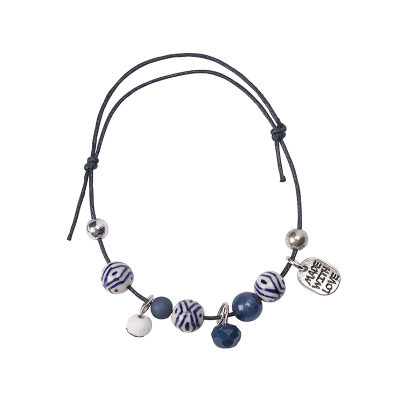 Foto landen diameter Buy Bracelet wax cord blue with beads » Heinen Delfts Blauw