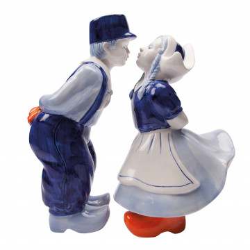 Kussend paar in Delfts Blauw