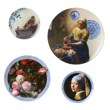 Wandborden Mix 2 Vermeer set van 4 Heinen Delfts Blauw