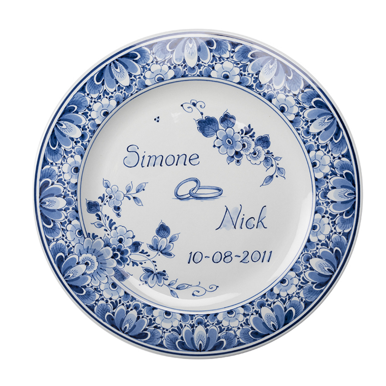 Ongemak Chemicus Maken Buy Customized Marriage plate 29,5 cm (incl. 25 characters) » Heinen Delfts  Blauw