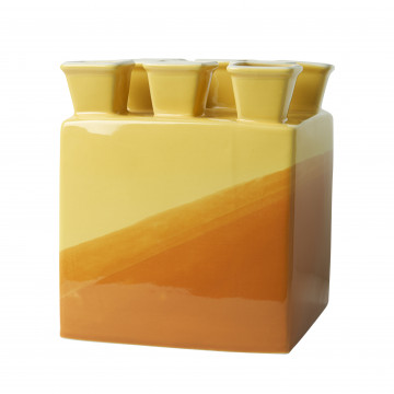 Tulip vase square Orange-Yellow DIP DYE