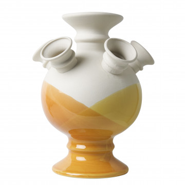 Tulip vase on foot Orange-Yellow DIP DYE