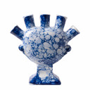 Hartvormige tulpenvaas met Delfts blauw bubbel design