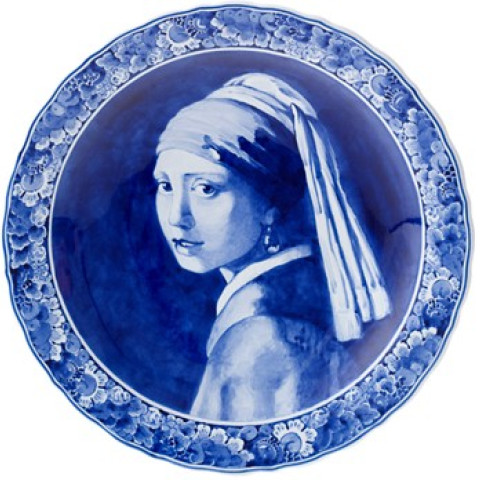Handbeschilderd Bord groot Meisje met de Parel Royal Delft