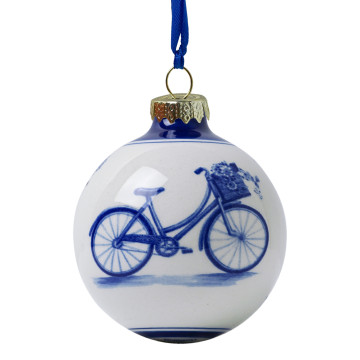 Kerstbal met Delfts blauwe fiets