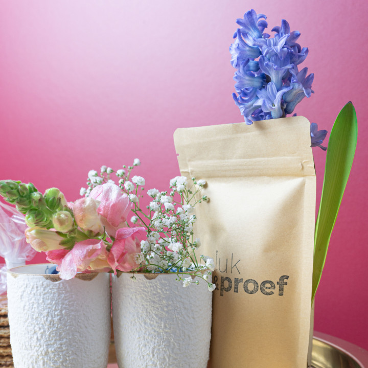Blauw Bloesem koffiekopjes met bloemen en cakemix Heinen Delfts Blauw