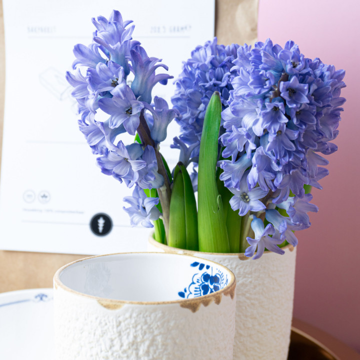 Met Liefde verwenpakket blauw bloesem koffiekopjes en bloemen