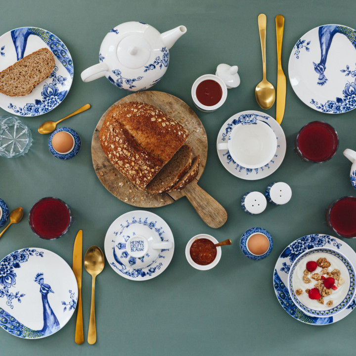 Delfts Blauw Paauw ontbijt servies