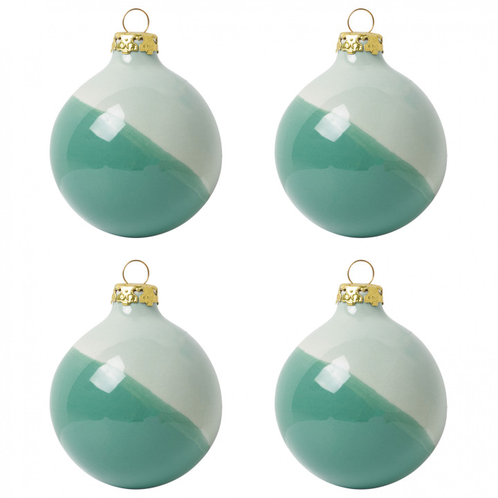 Dip Dye kerstballen set groen in 2 kleuren.
