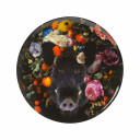 Wandbord met een Everzwijn en vrolijk, geschilderde bloemen