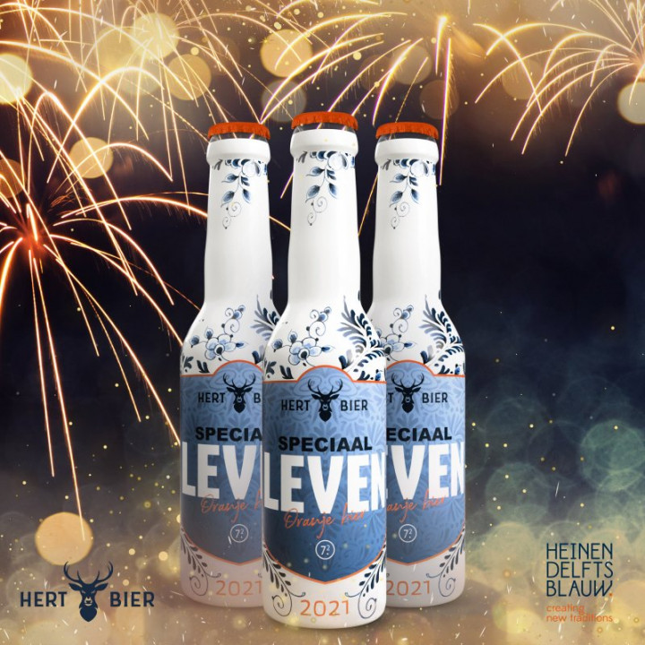 'Speciaal Leven' Hert Bier 2021 met delfts blauw etiket Heinen Delfts Blauw