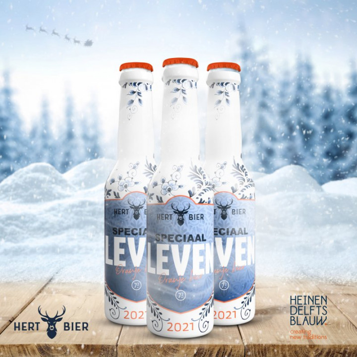 'Speciaal Leven' Hert Bier 2021 met delfts blauw etiket Heinen Delfts Blauw
