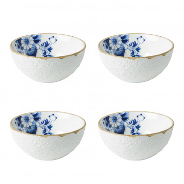 Blauw Bloesem Yoghurtschaaltje set van 4 ontworpen door Debbie Wijskamp Heinen Delfts Blauw