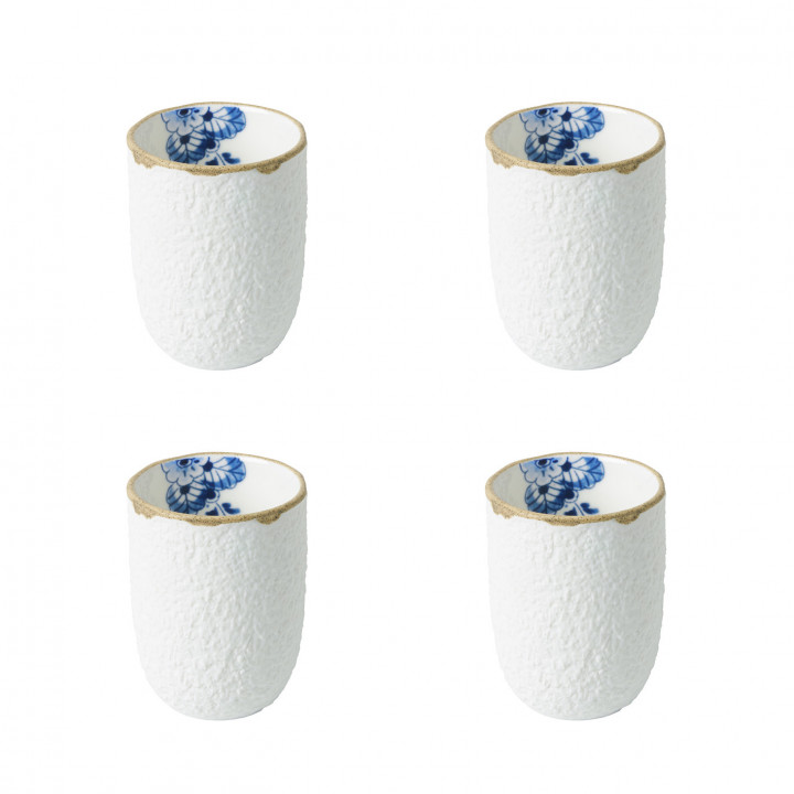 Blauw Bloesem Espressokopje set van 4 ontworpen door Debbie Wijskamp  Heinen Delfts Blauw