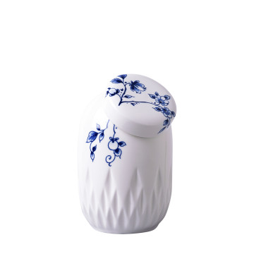 Kleine voorraadpot met deksel versiert met een Delfts blauwe bloem