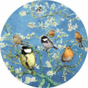 Wandcirkel Vogels van Van Gogh 80 cm Heinen Delfts Blauw