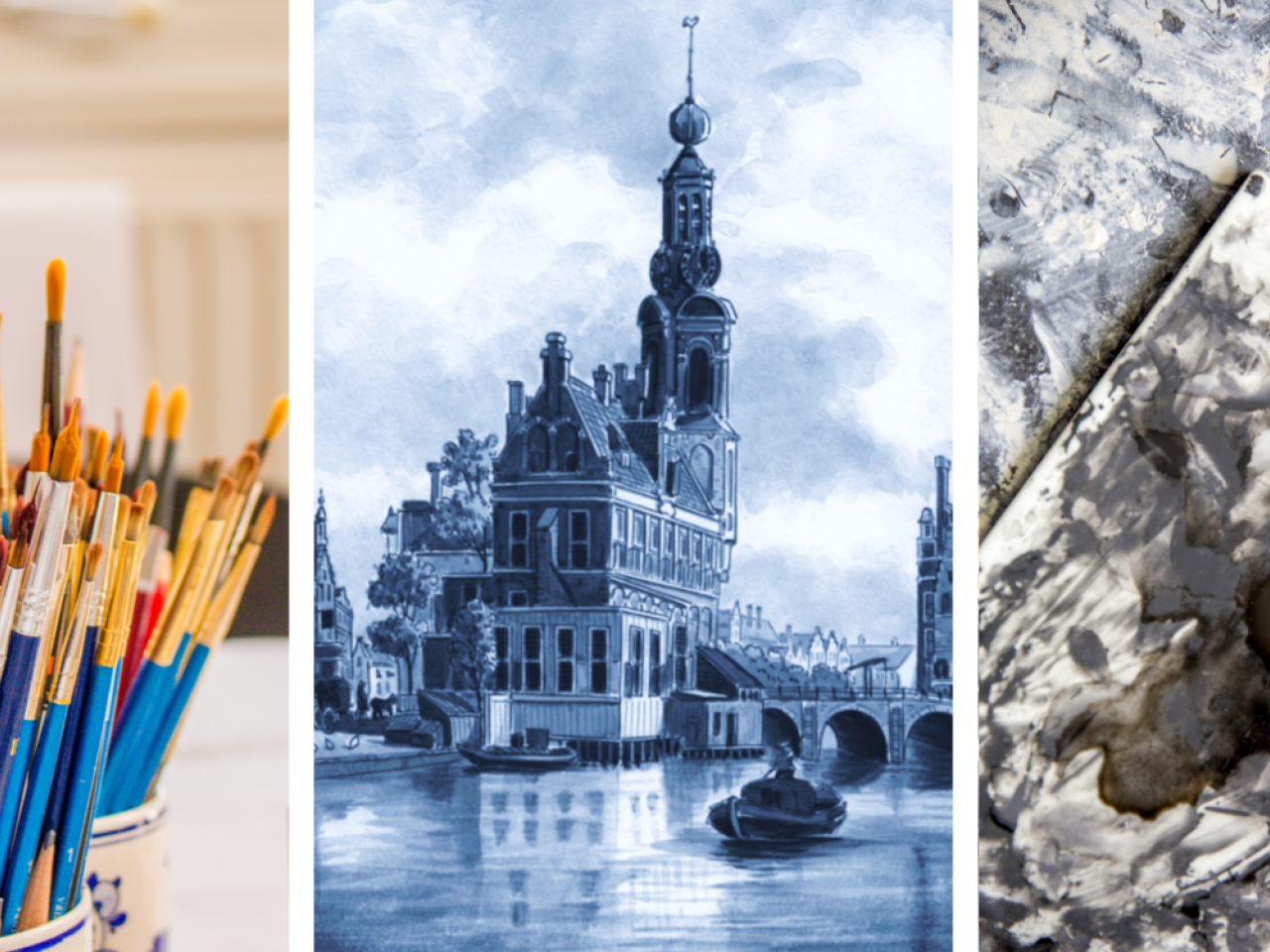 Workshop schilder je eigen tegel Amsterdam de Munt Heinen Delfts Blauw